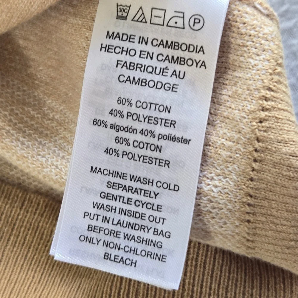 Michael Kors MK Logo Sweater Womens Medium Camel White Monogram Crewneck
